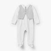 Giggles Cotton Collared Long Sleeves Sleepsuit with Waistcoat-undefined-image-1