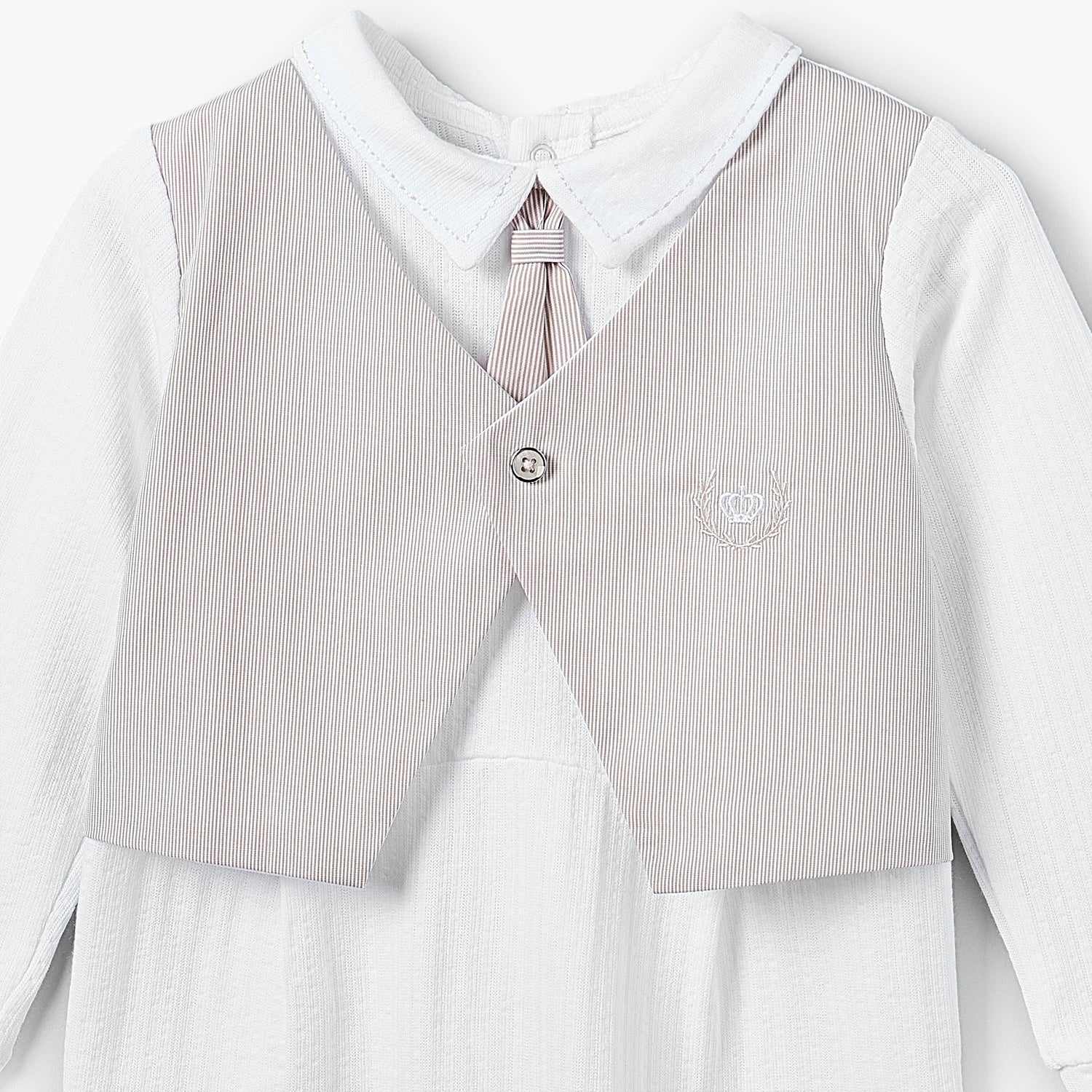 Giggles Cotton Collared Long Sleeves Sleepsuit with Waistcoat