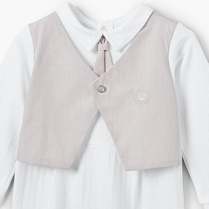 Giggles Cotton Collared Long Sleeves Sleepsuit with Waistcoat