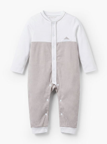 Giggles Cotton Collared Long Sleeves Sleepsuit with Stripes-baby-boys-clothing-nightwear-sleepsuits-image-2