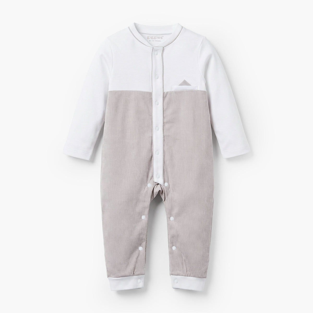 Giggles Cotton Collared Long Sleeves Sleepsuit with Stripes
