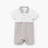 Giggles Collared Short Sleeves Romper with Stripes - Grey / 12-18 mths