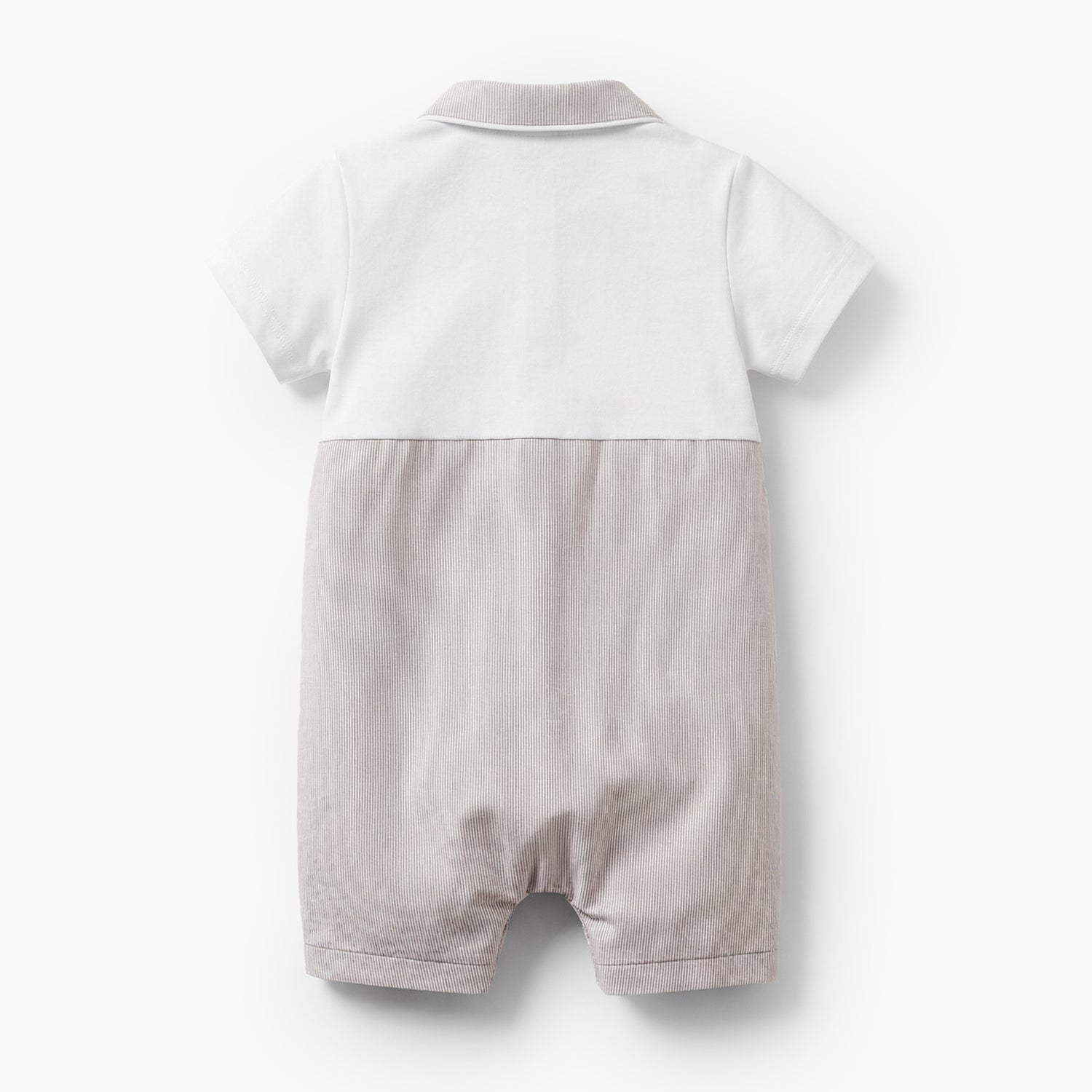 Giggles Collared Short Sleeves Romper with Stripes
