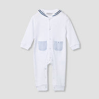 Giggles Ribbed Sailor Collar Sleepsuit with Long Sleeves-undefined-image-1