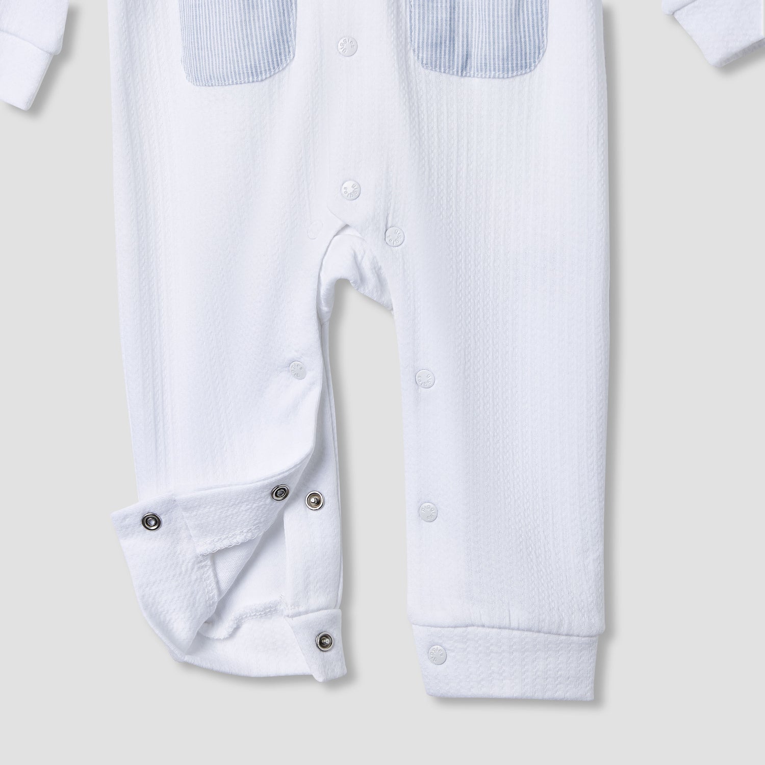 Giggles Ribbed Sailor Collar Sleepsuit with Long Sleeves