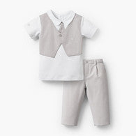 Giggles Cotton Collared Short Sleeves T-Shirt and Pants Set with Stripes-undefined-image-1