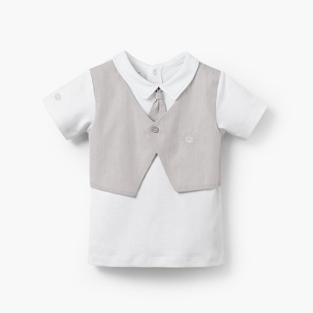 Giggles Cotton Collared Short Sleeves T-Shirt and Pants Set with Stripes