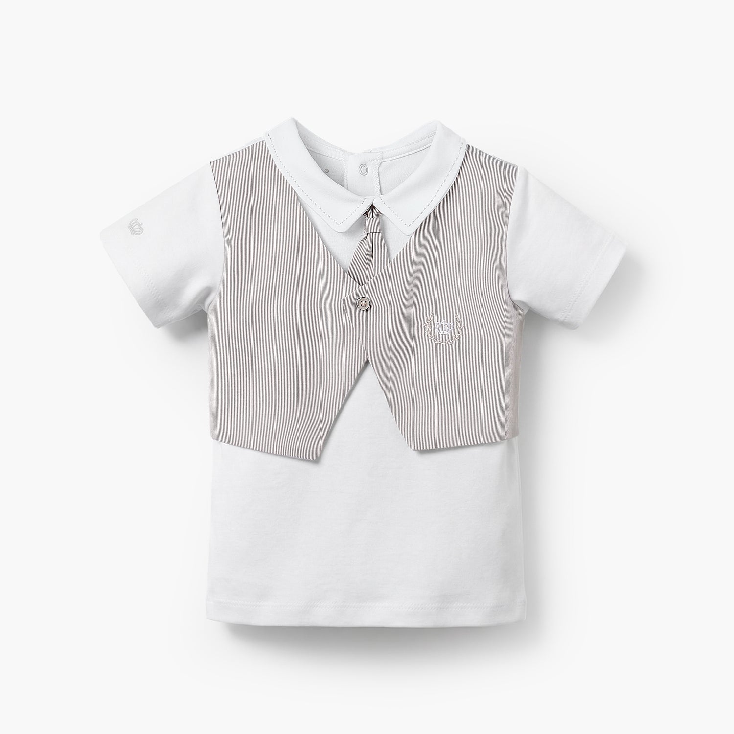 Giggles Cotton Collared Short Sleeves T-Shirt and Pants Set with Stripes