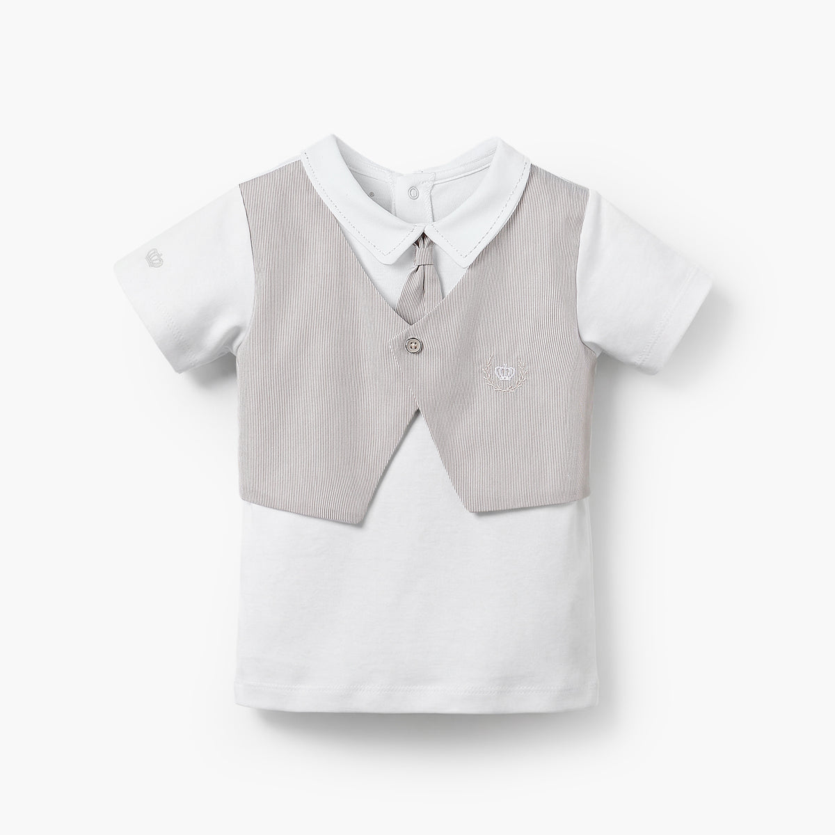 Giggles Cotton Collared Short Sleeves T-Shirt and Pants Set with Stripes