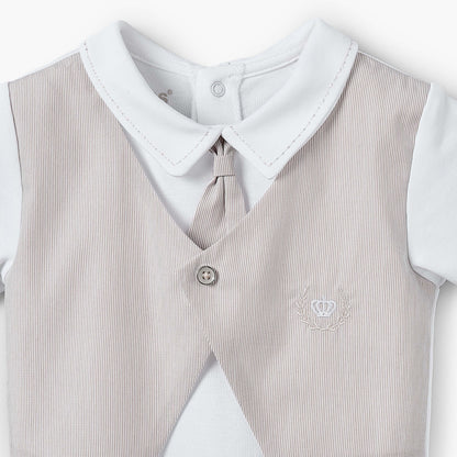 Giggles Cotton Collared Short Sleeves T-Shirt and Pants Set with Stripes
