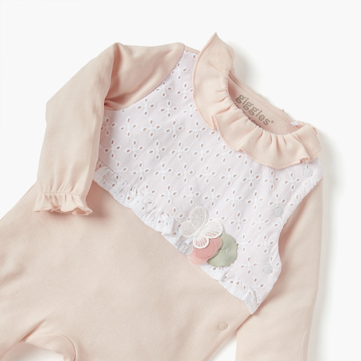 Giggles Panelled Closed Feet Sleepsuit with Long Sleeves