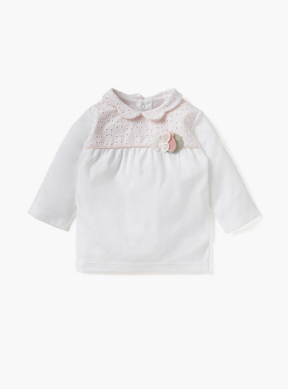 Giggles Schiffli Butterfly Applique Top and Solid Pyjama Set-baby-girls-clothing-nightwear-pyjamasets-image-2