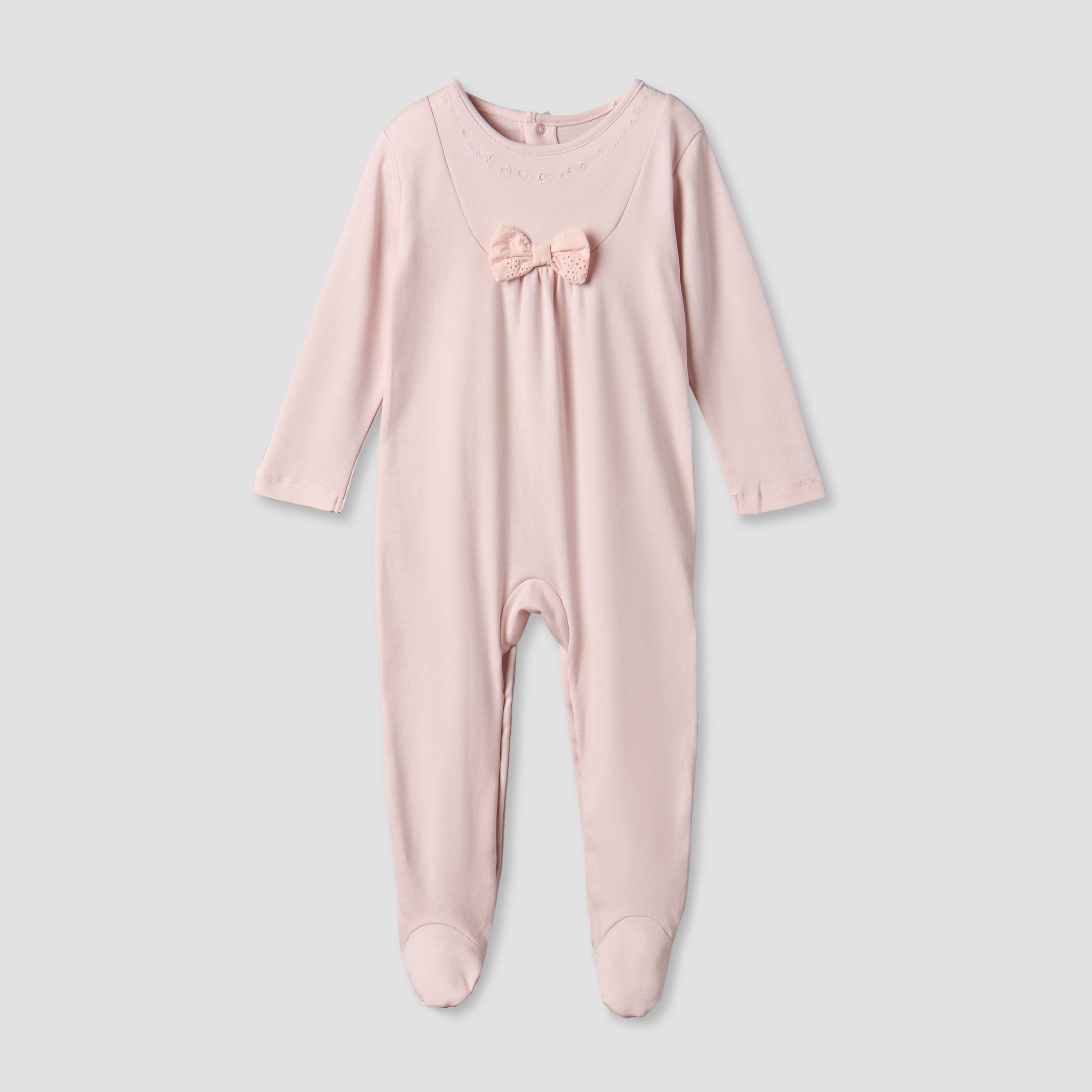 Giggles Cotton Round Neck Long Sleeve Sleepsuit with Snap Button Closure