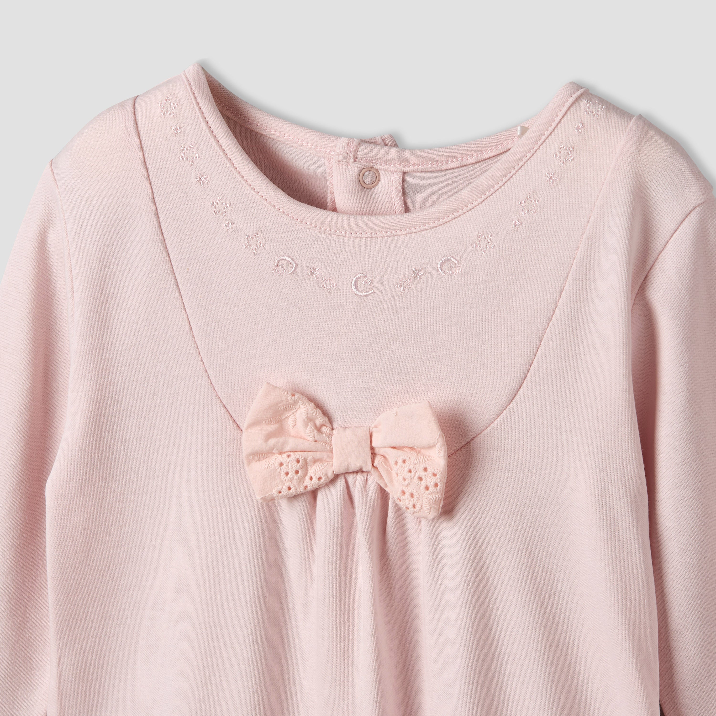 Giggles Cotton Round Neck Long Sleeve Sleepsuit with Snap Button Closure
