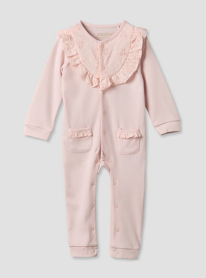 Giggles Cotton Round Neck Long Sleeves Sleepsuit with Embroidered Ruffles-baby-girls-clothing-nightwear-sleepsuits-image-2