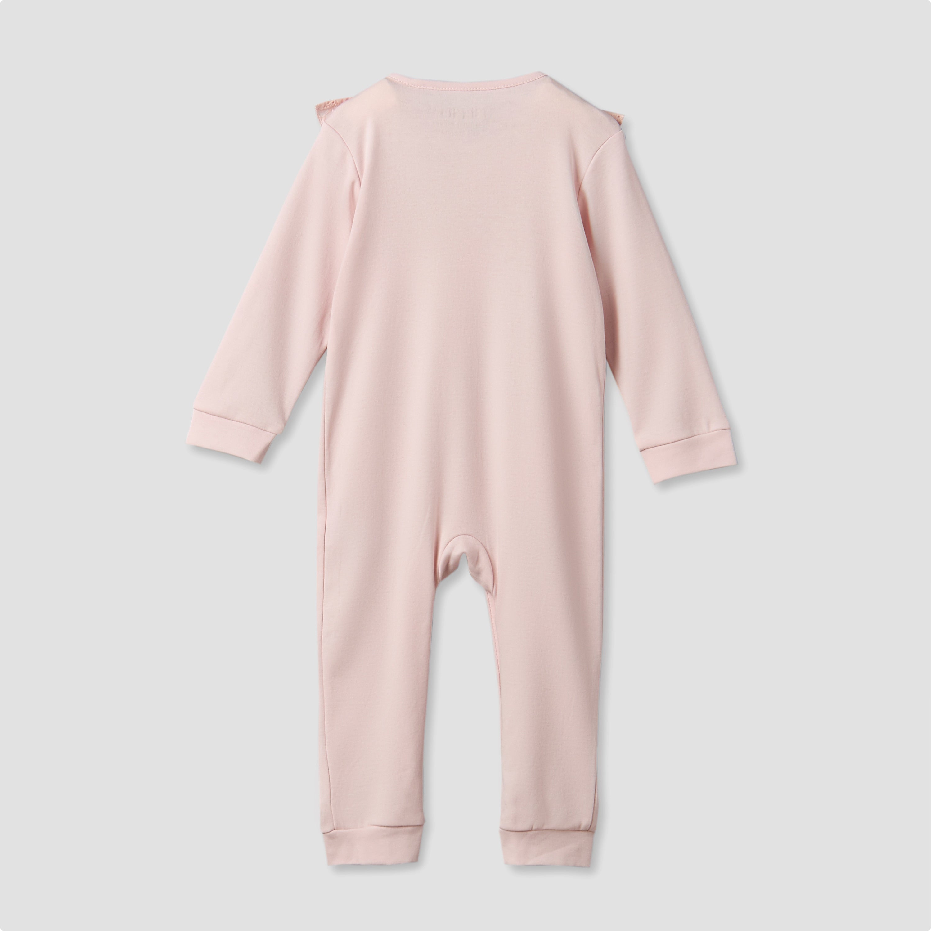 Giggles Cotton Round Neck Long Sleeves Sleepsuit with Embroidered Ruffles