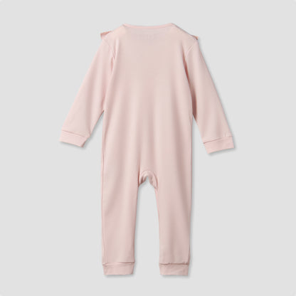 Giggles Cotton Round Neck Long Sleeves Sleepsuit with Embroidered Ruffles