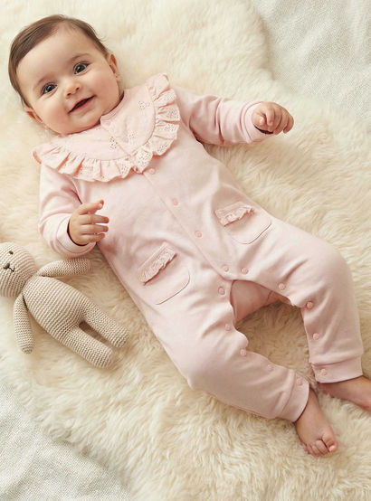 Giggles Cotton Round Neck Long Sleeves Sleepsuit with Embroidered Ruffles-baby-girls-clothing-nightwear-sleepsuits-image-1