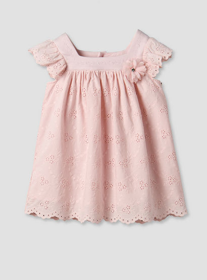 Giggles Square Neck Short Sleeve Dress with Embroidery-baby-girls-clothing-dressesandjumpsuits-image-2