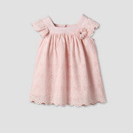 Giggles Square Neck Short Sleeve Dress with Embroidery-undefined-image-1