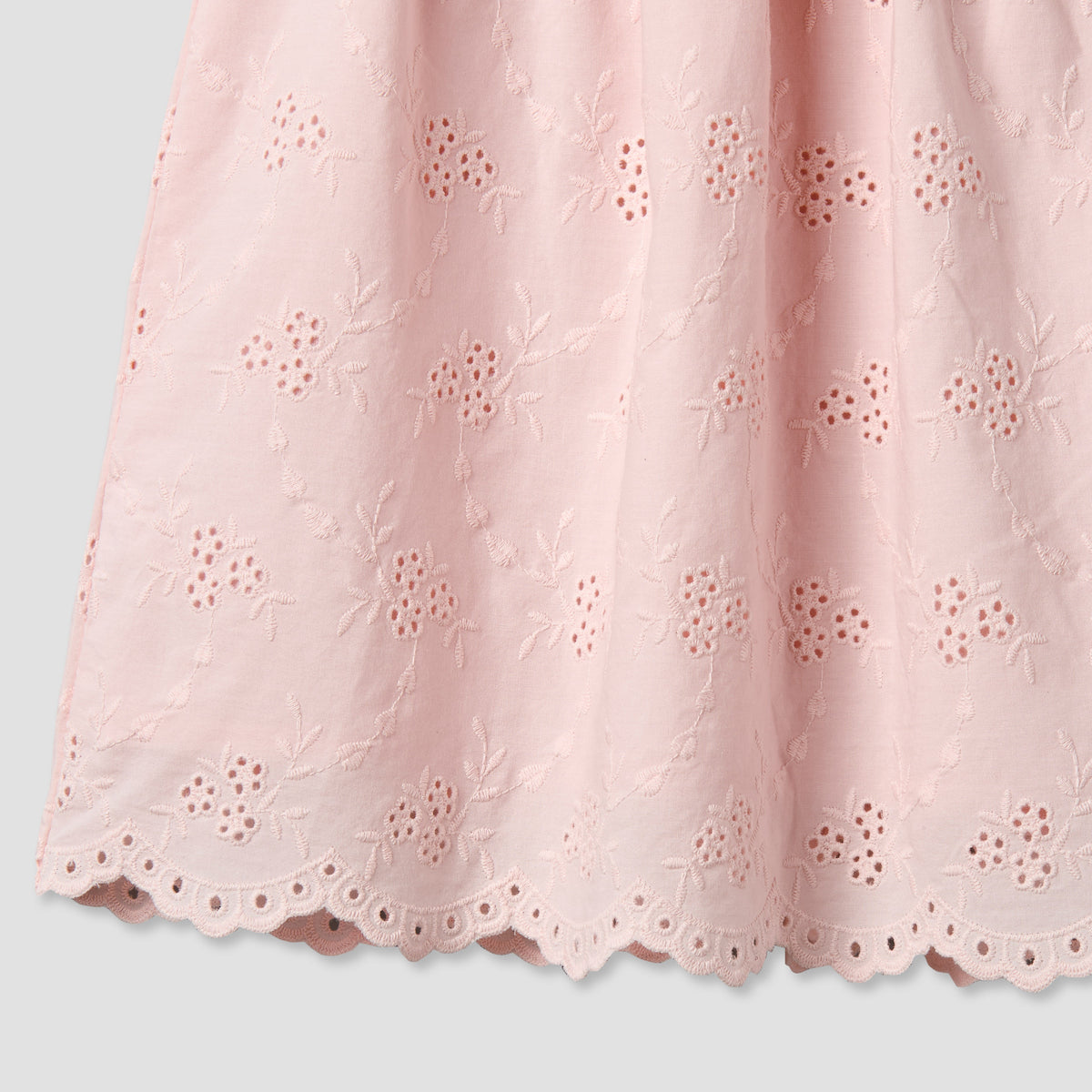 Giggles Square Neck Short Sleeve Dress with Embroidery