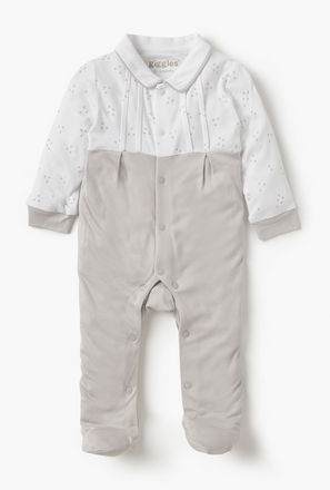 Giggles Star Print Closed Feet Sleepsuit with Long Sleeves