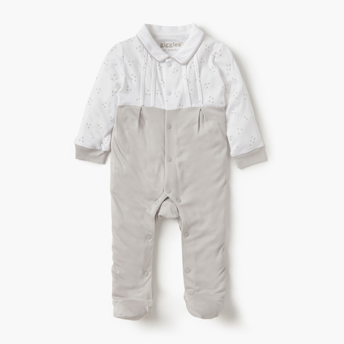 Giggles Star Print Closed Feet Sleepsuit with Long Sleeves - Multicolour / 9-12 mths