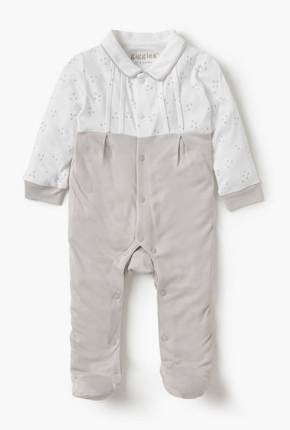 Giggles Star Print Closed Feet Sleepsuit with Long Sleeves
