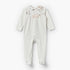 Giggles Cotton Peter Pan Collar Long Sleeves Sleepsuit with Floral Print - White / 9-12 mths