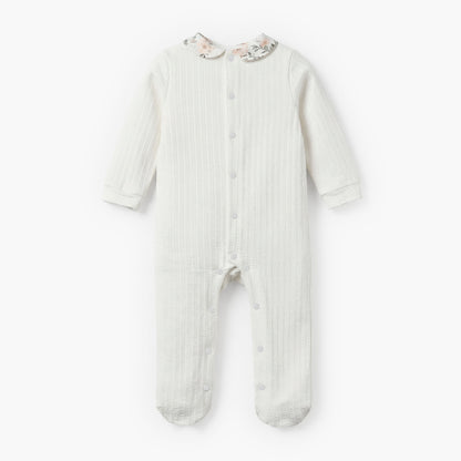 Giggles Cotton Peter Pan Collar Long Sleeves Sleepsuit with Floral Print