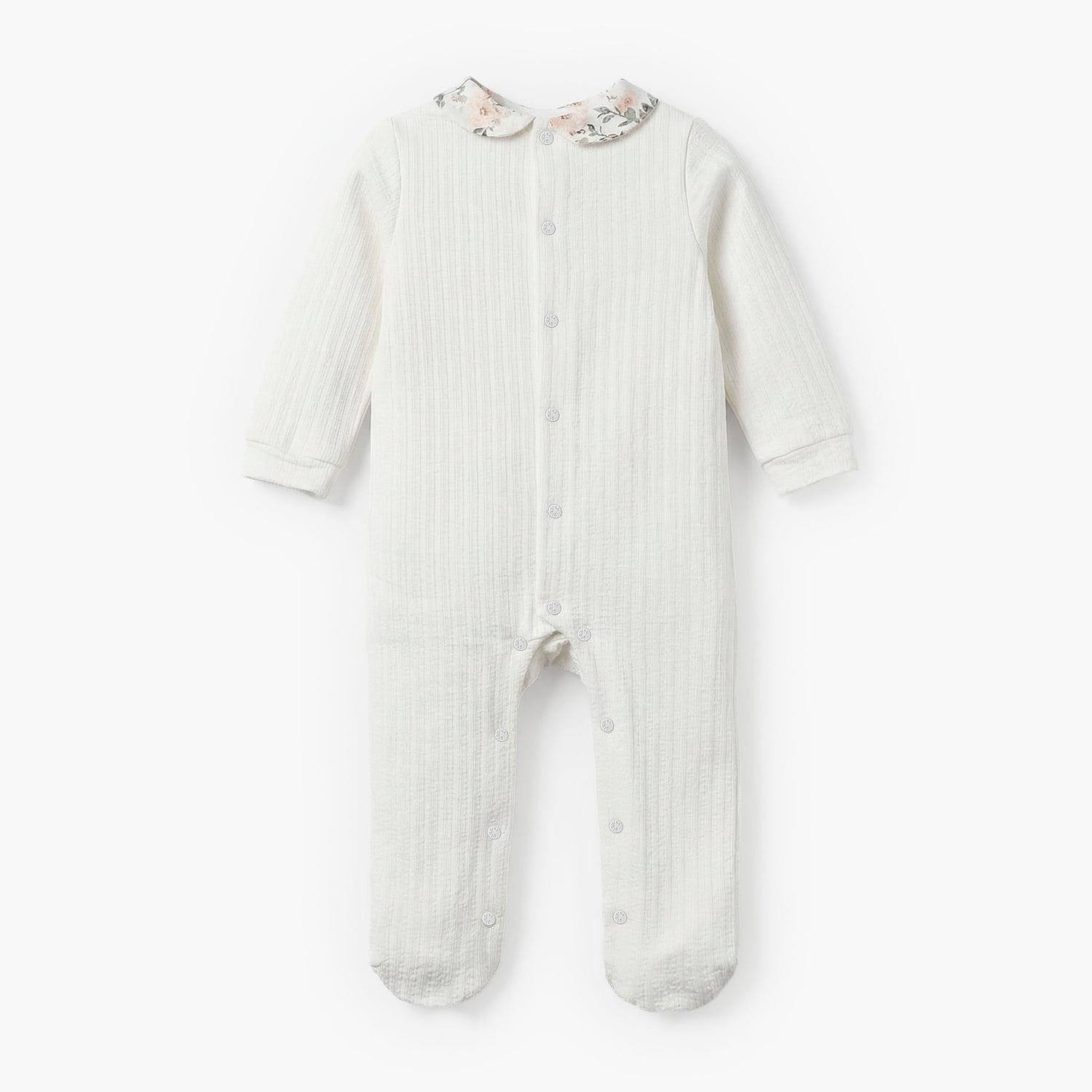 Giggles Cotton Peter Pan Collar Long Sleeves Sleepsuit with Floral Print