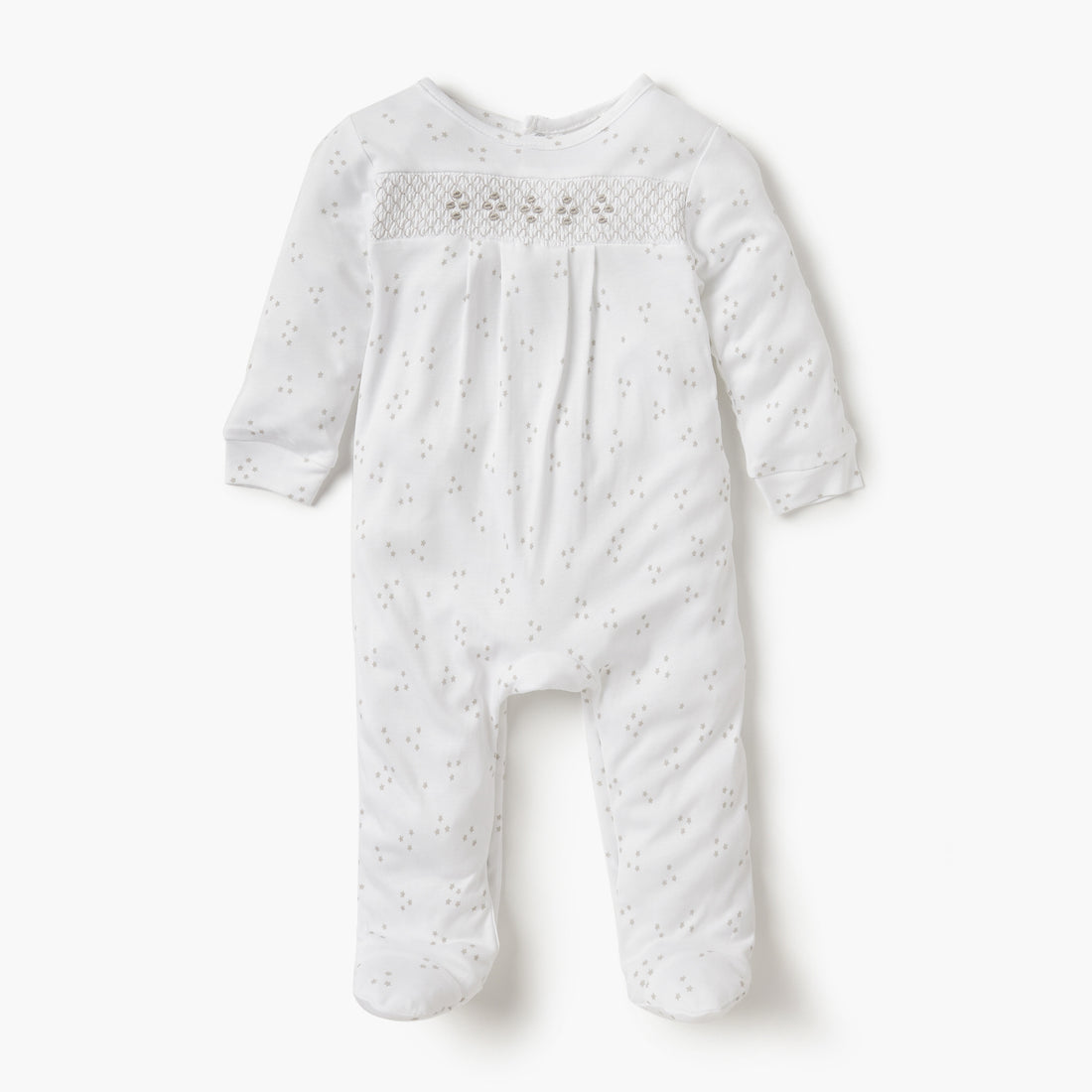 Giggles Star Print Closed Feet Sleepsuit with Long Sleeves - White / 9-12 mths