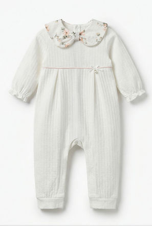 Giggles Cotton Peter Pan Collar Long Sleeves Sleepsuit with Floral Print