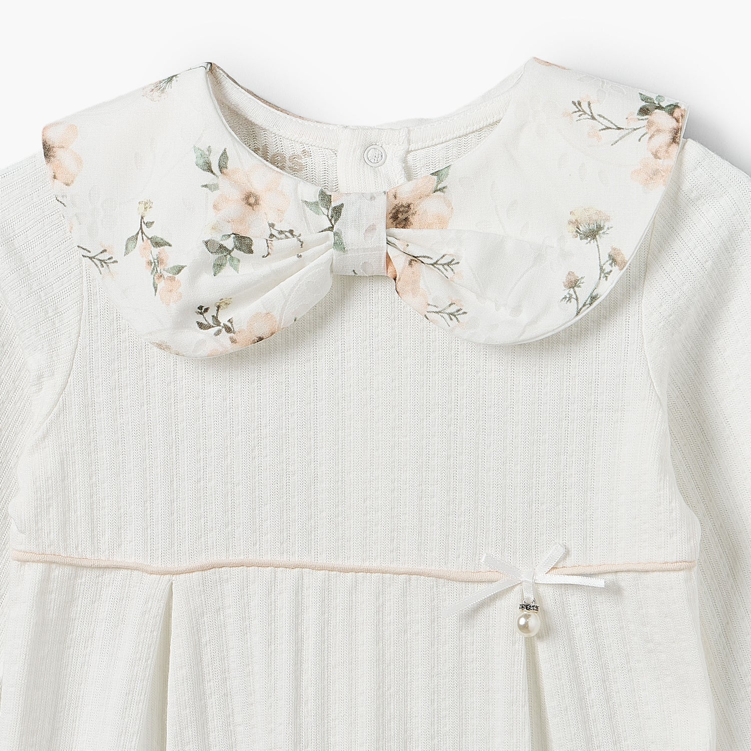 Giggles Cotton Peter Pan Collar Long Sleeves Sleepsuit with Floral Print