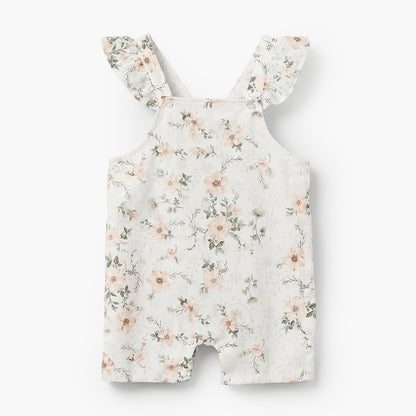 Giggles Round Neck Short Sleeves T-shirt and Dungaree Set with Floral Print