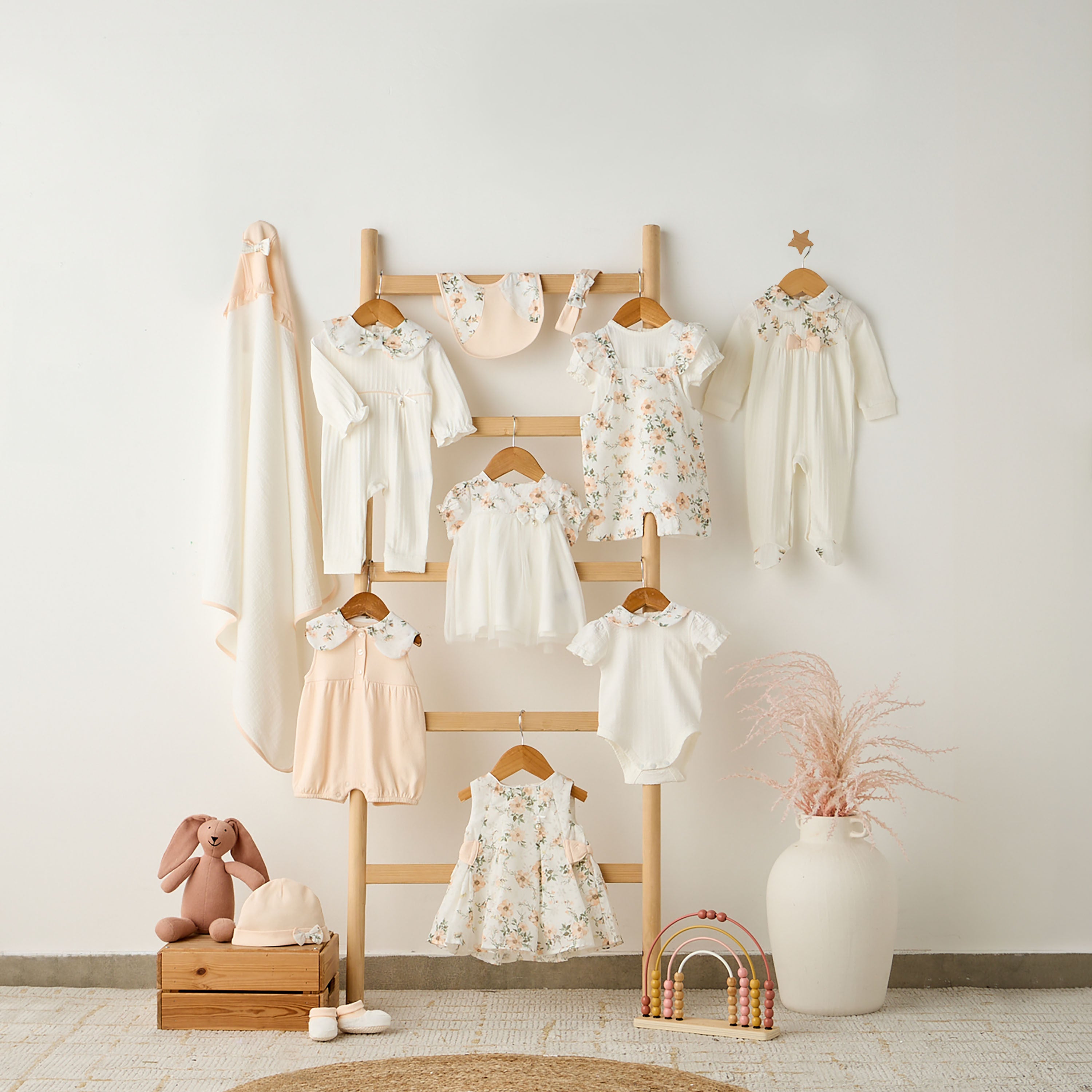 Giggles Round Neck Short Sleeves T-shirt and Dungaree Set with Floral Print