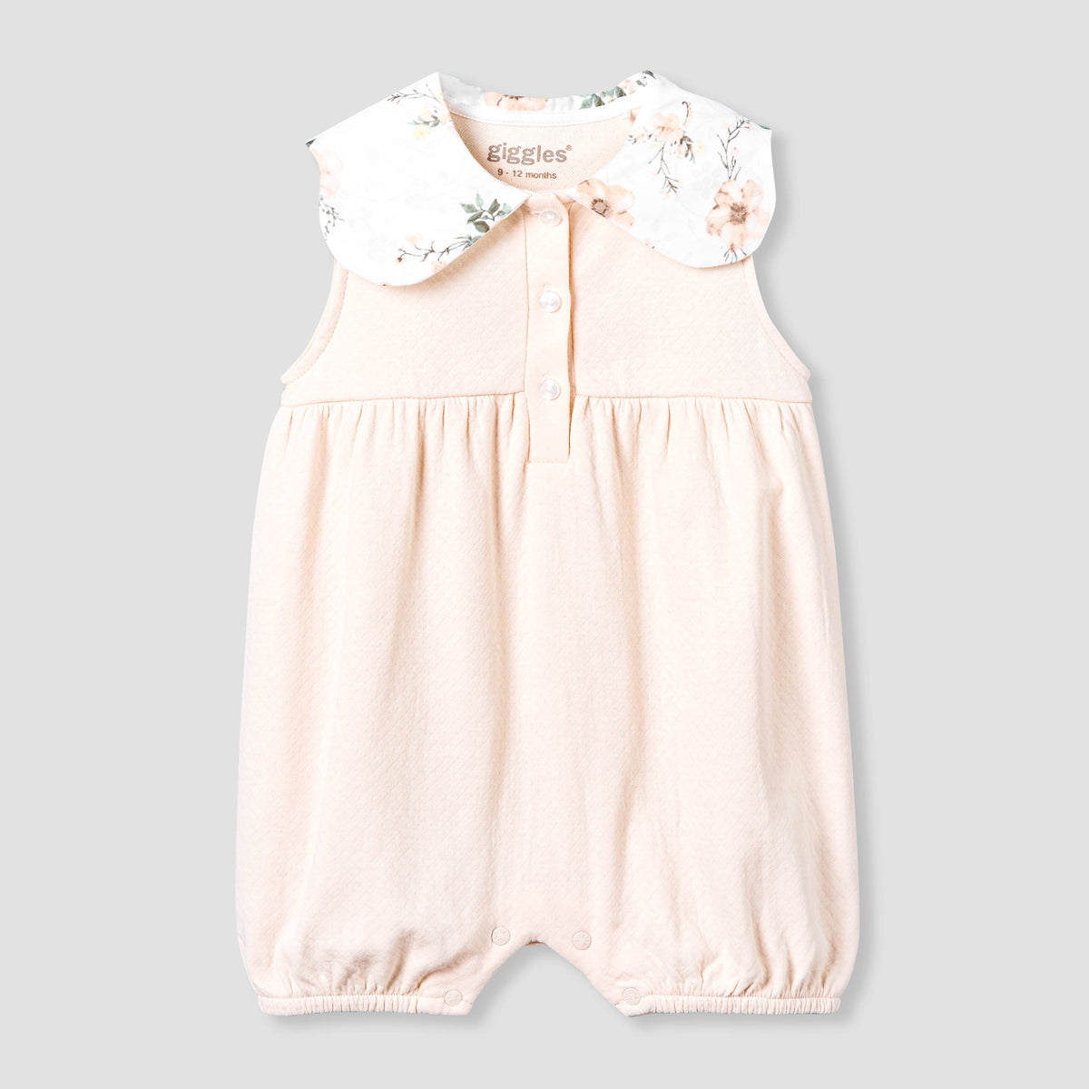 Giggles Peter Pan Collar Sleeveless Romper with Floral Print