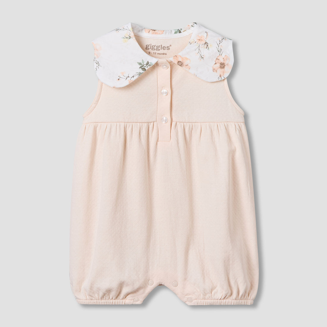 Giggles Peter Pan Collar Sleeveless Romper with Floral Print