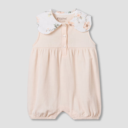 Giggles Peter Pan Collar Sleeveless Romper with Floral Print