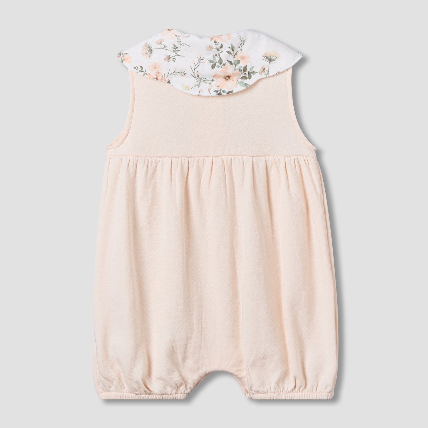 Giggles Peter Pan Collar Sleeveless Romper with Floral Print