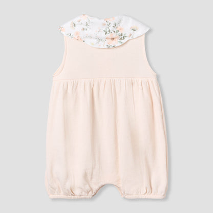 Giggles Peter Pan Collar Sleeveless Romper with Floral Print