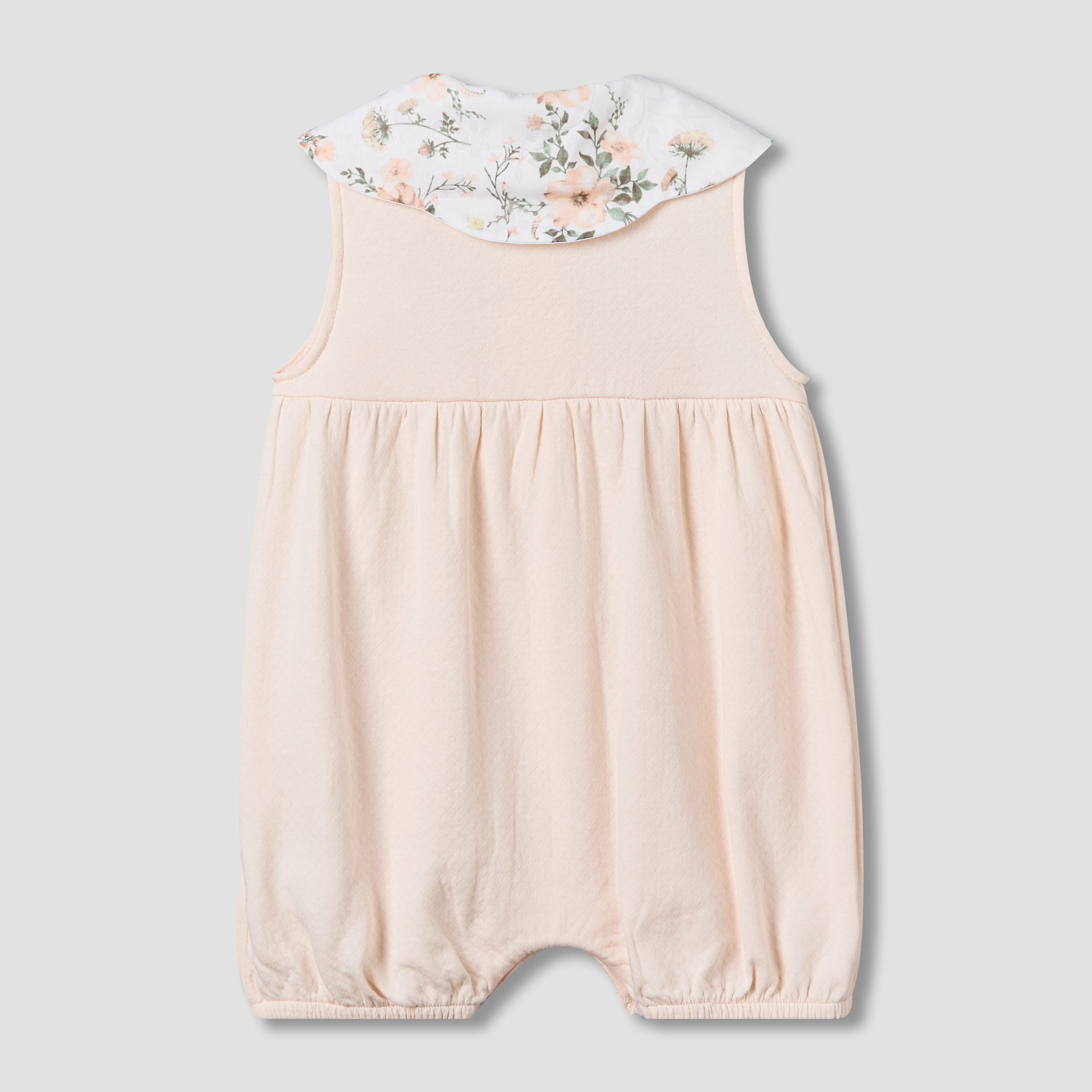 Giggles Peter Pan Collar Sleeveless Romper with Floral Print