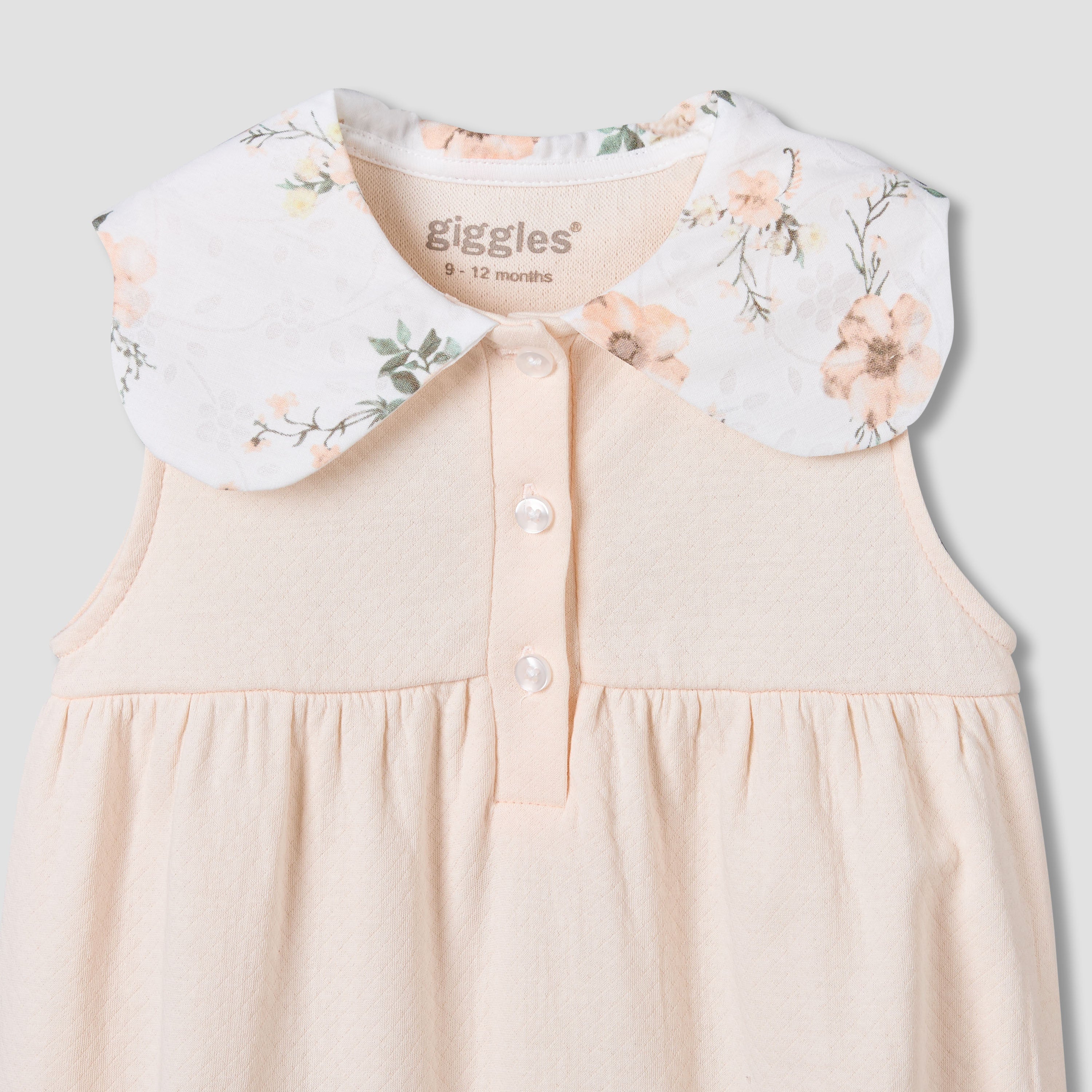 Giggles Peter Pan Collar Sleeveless Romper with Floral Print