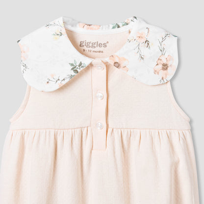 Giggles Peter Pan Collar Sleeveless Romper with Floral Print
