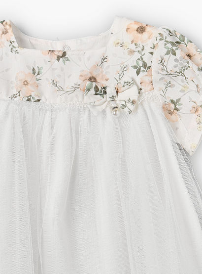 Giggles Square Neck Short Sleeves A-line Dress with Floral Print-baby-girls-clothing-dressesandjumpsuits-image-4