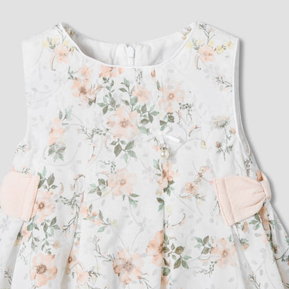 Giggles Round Neck Sleeveless A-line Dress with Floral Print