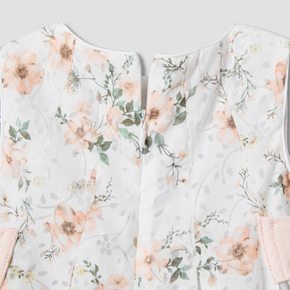 Giggles Round Neck Sleeveless A-line Dress with Floral Print