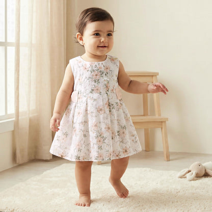 Giggles Round Neck Sleeveless A-line Dress with Floral Print