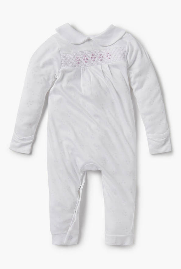 Giggles Heart Print Sleepsuit with Long Sleeves and Button Closure
