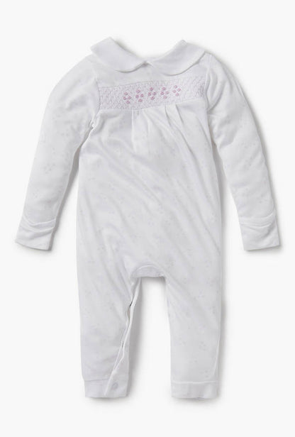 Giggles Heart Print Sleepsuit with Long Sleeves and Button Closure
